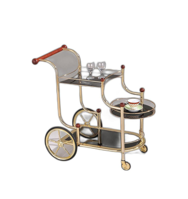 Plated Glass Serving Cart - Golden / Black