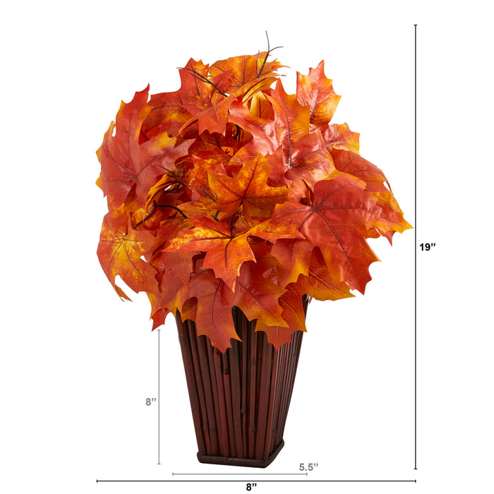 19" Autumn Maple Leaf Artificial Plant in Decorative Planter