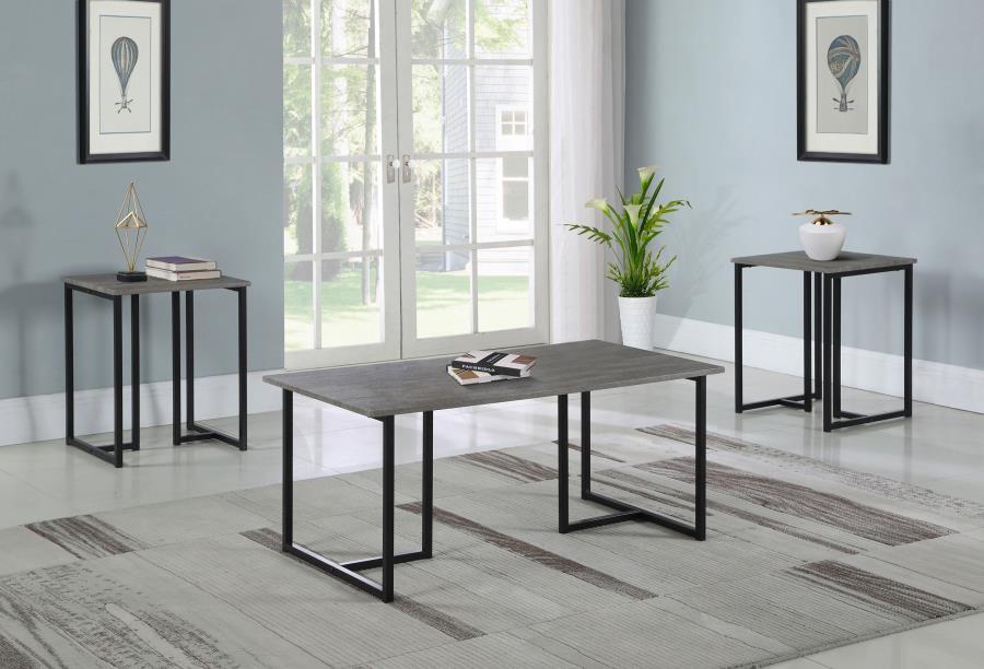 Nyla - 3 Piece Occasional Set - Weathered Gray And Black - Simple Home Plus