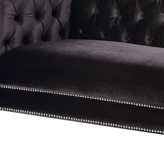 Velvet Sofa And Toss Pillows With Clear Legs - Black