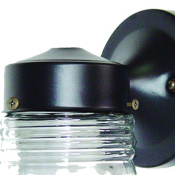 Standard Jelly Jar One Light Outdoor Wall Light - Black