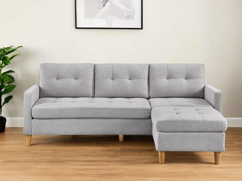 Polyester Blend Sofa With Ottoman With Natural Legs - Light Gray