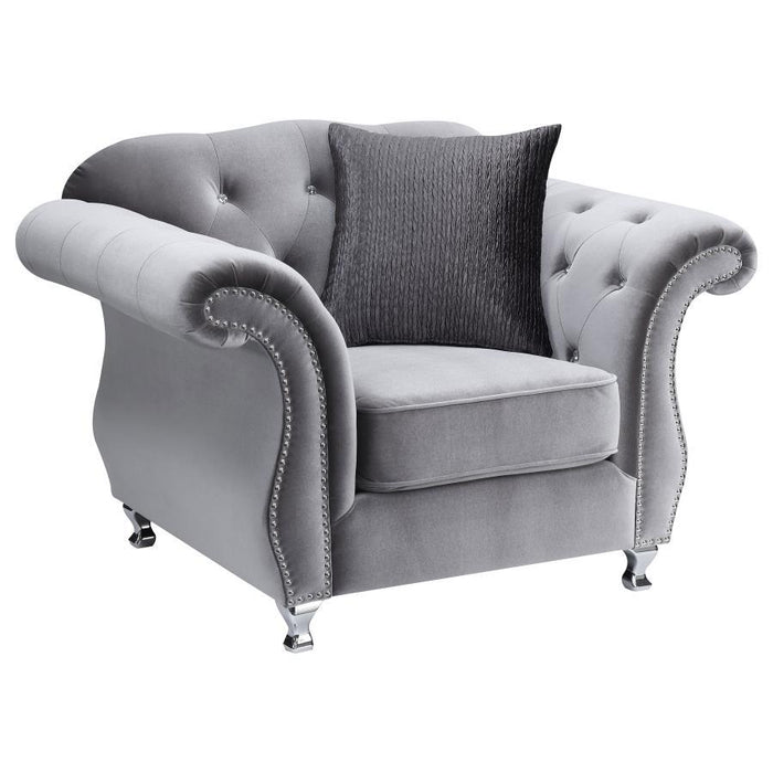 Frostine - Button Tufted Chair - Silver - Simple Home Plus