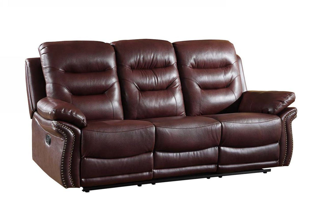 Faux Leather Sofa With Black Legs - Burgundy