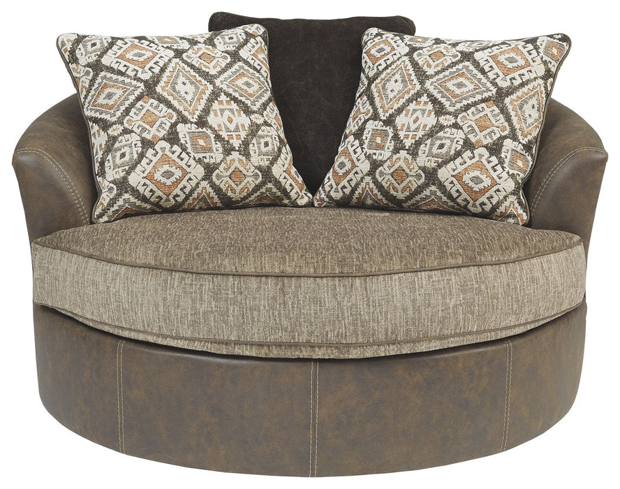 Abalone - Chocolate - Oversized Swivel Accent Chair - Simple Home Plus